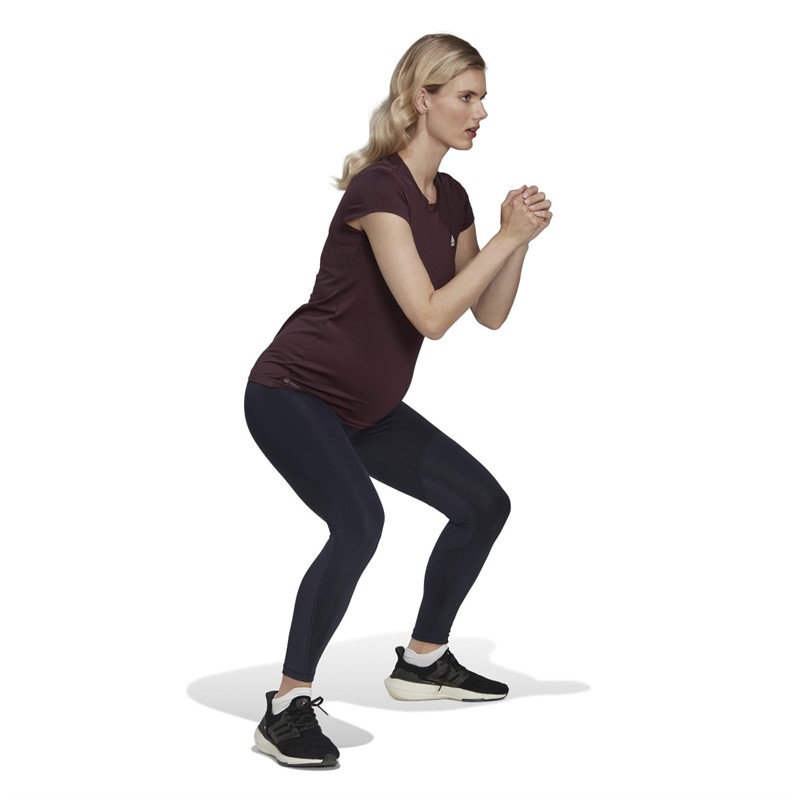 adidas Womens Designed To Move Aeroready Colorblock Top (Maternity) Shadow Maroon/White