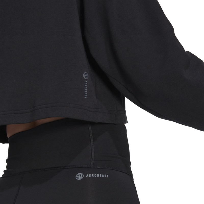 adidas Womens Train Essentials Aeroready 3-Stripes Hoodie Black/White