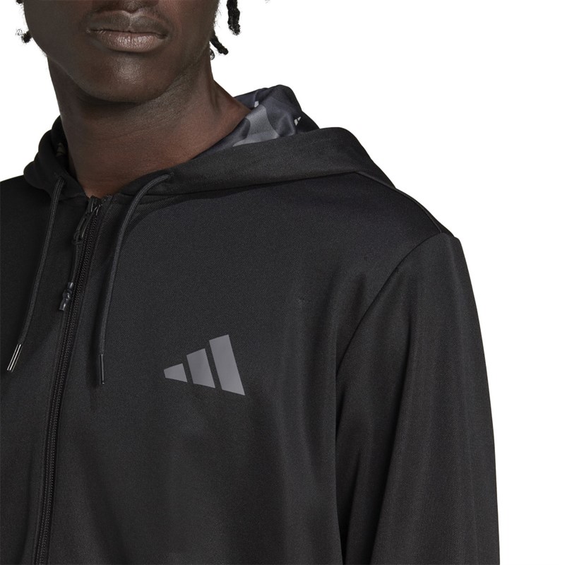 adidas Mens Train Essentials Seasonal Training Full-Zip Jacket Black/Grey Five