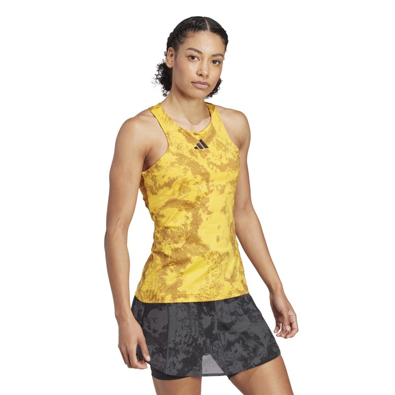 adidas Womens Paris Heat.Rdy Graphic Tennis Tank Top Bold Gold