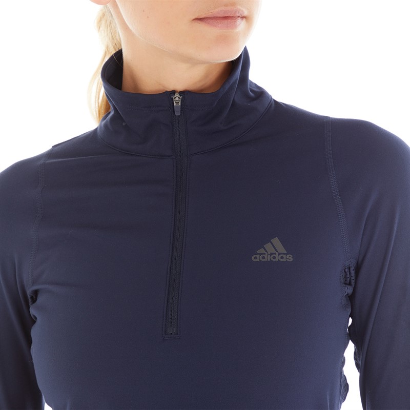 adidas Womens Run Fast Aeroready 1/2 Zip Top Legand Ink