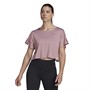 adidas Womens Studio Aeroready Backless Top Magic Mauve/White