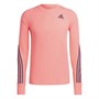 adidas Mens Run Icon Full Reflective 3-Stripes Aeroready Long Sleeve Running Top Acid Red