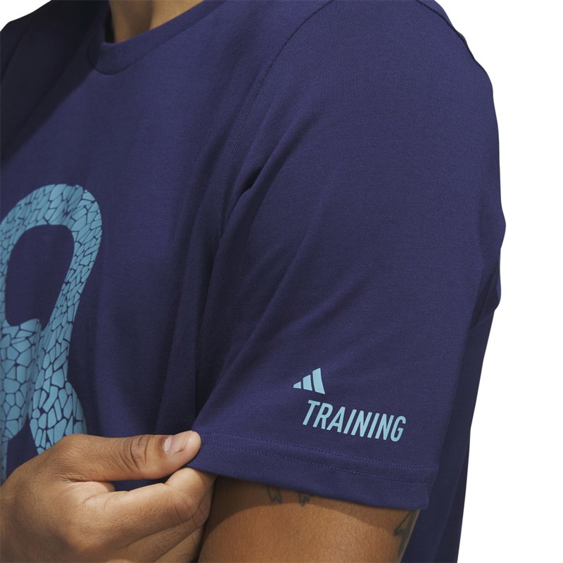 adidas Mens Aeroready Training Logo Graphic Short Sleeve T-Shirt Dark Blue