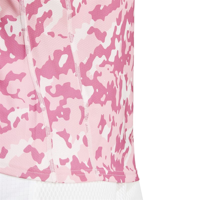adidas Womens Own The Run Aeroready Camo Top Clear Pink