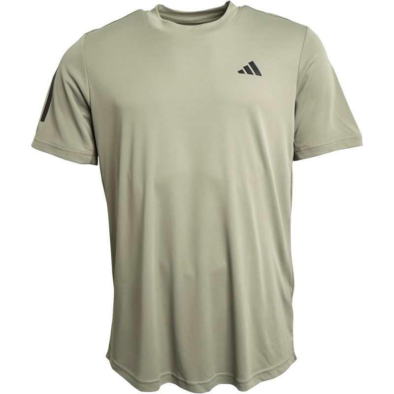 adidas Mens Tennis Club 3-Stripes T-Shirt Silver Pebble