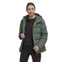 adidas Womens Helionic Padded Hooded Down Jacket Green Oxide