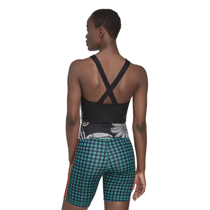 adidas Womens Made For Training Aeroready 3-Stripes Cropped Tank Top Black/White