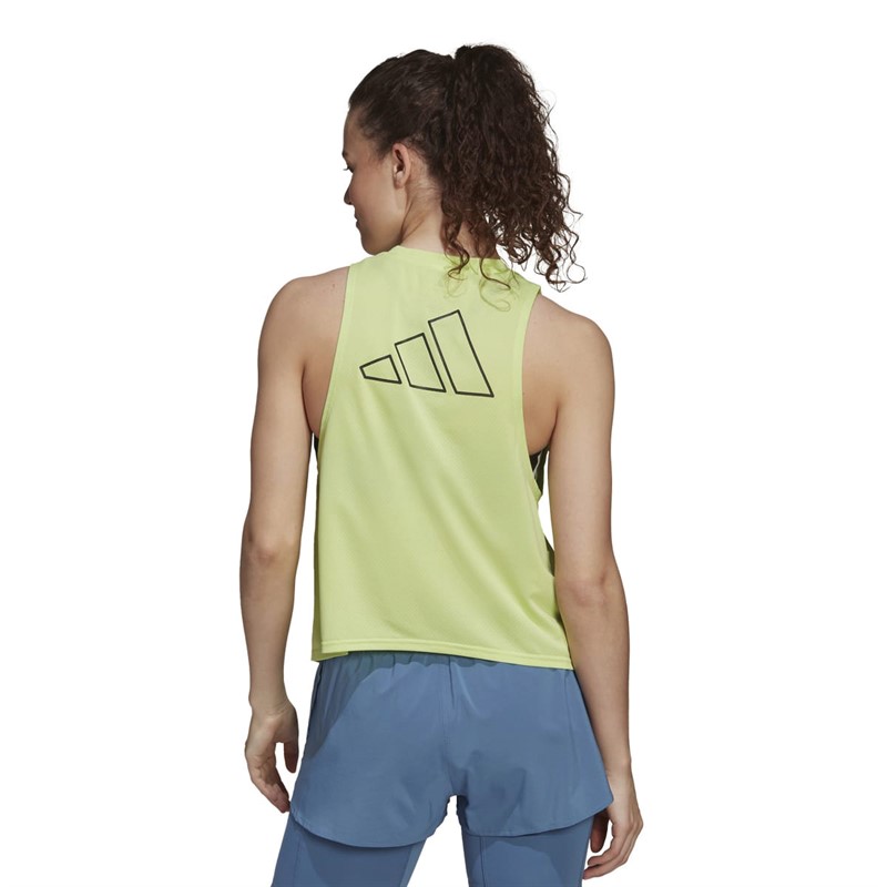 adidas Womens Run Icons 3 Bar Aeroready Tank Top Pulse Lime