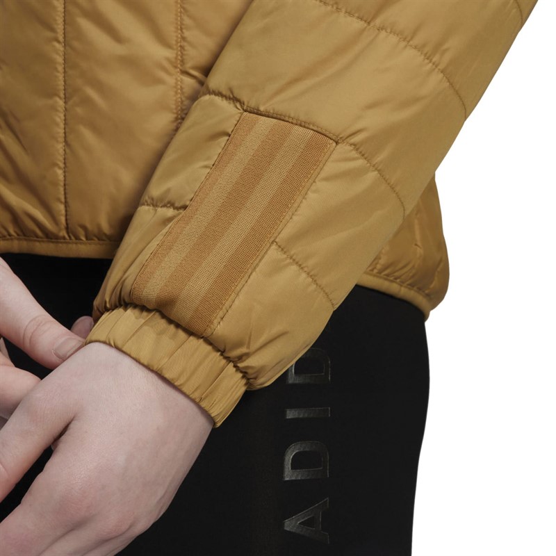 adidas Womens Itavic 3-Stripes Light Hooded Jacket Gold Beige