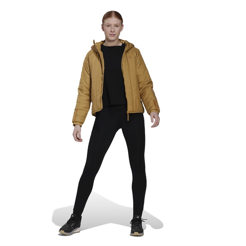 adidas Womens Itavic 3-Stripes Light Hooded Jacket Gold Beige