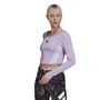 adidas Womens Hyperpulse Crop Long Sleeve Top Purple Glow
