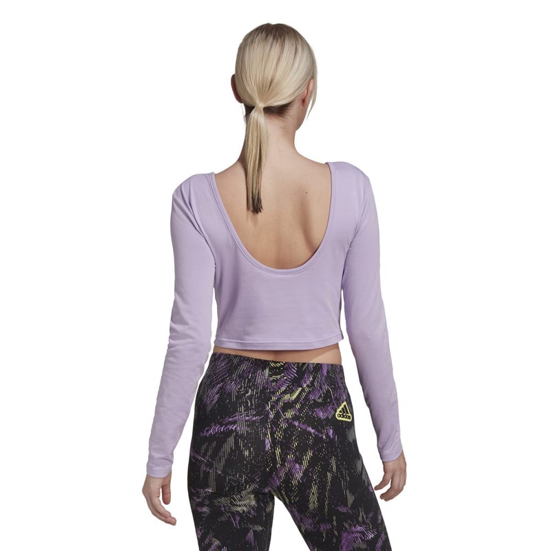 adidas Womens Hyperpulse Crop Long Sleeve Top Purple Glow