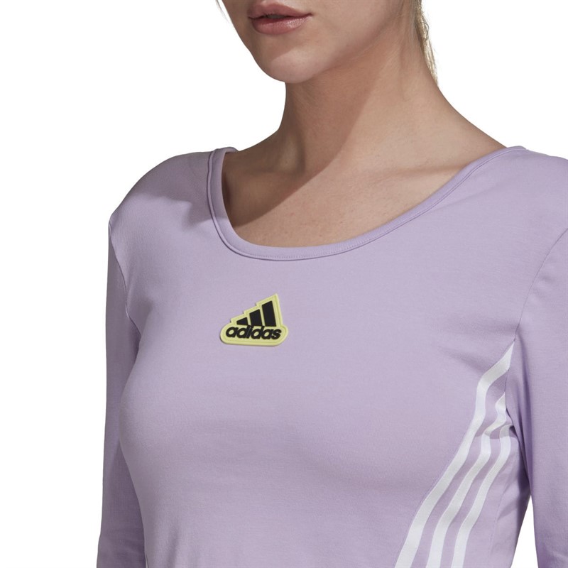 adidas Womens Hyperpulse Crop Long Sleeve Top Purple Glow