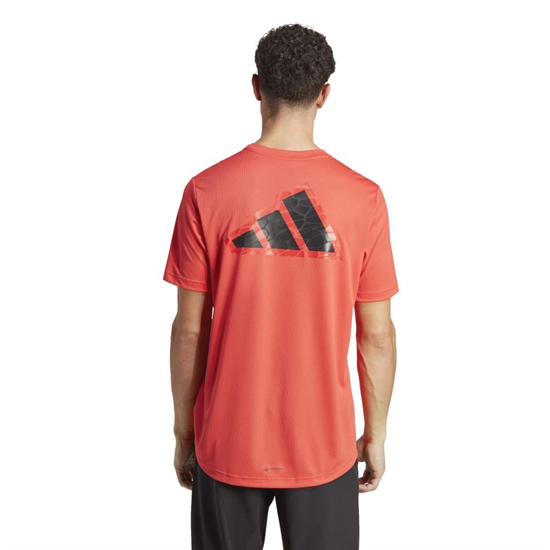 adidas Mens Workout Base Logo T-Shirt Bright Red/Transparent