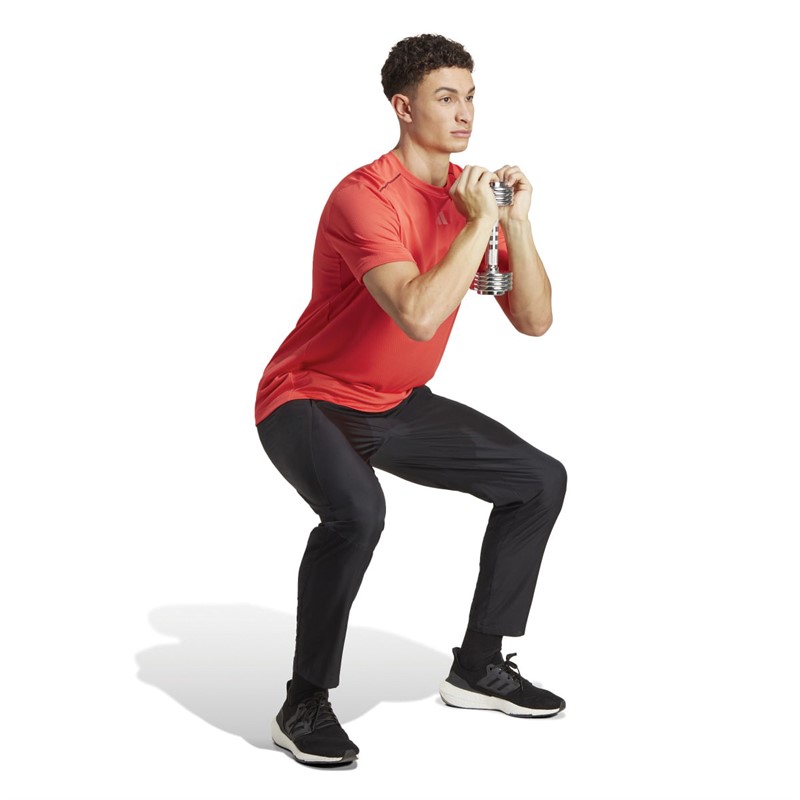 adidas Mens Workout Base Logo T-Shirt Bright Red/Transparent