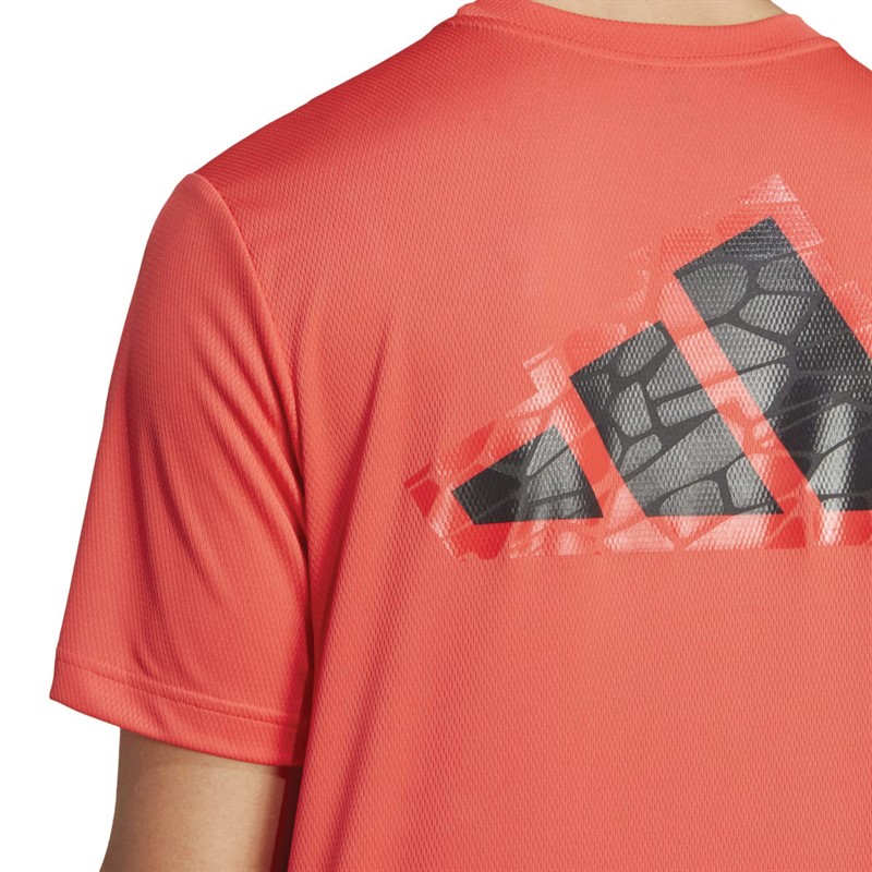 adidas Mens Workout Base Logo T-Shirt Bright Red/Transparent