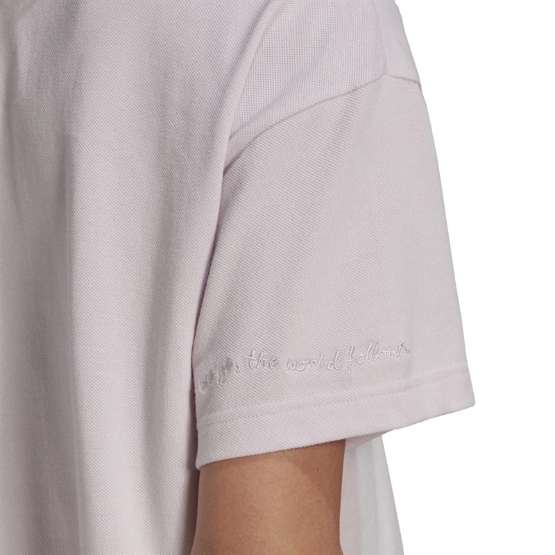 adidas Womens Cropped Piqué Polo Shirt Almost Pink