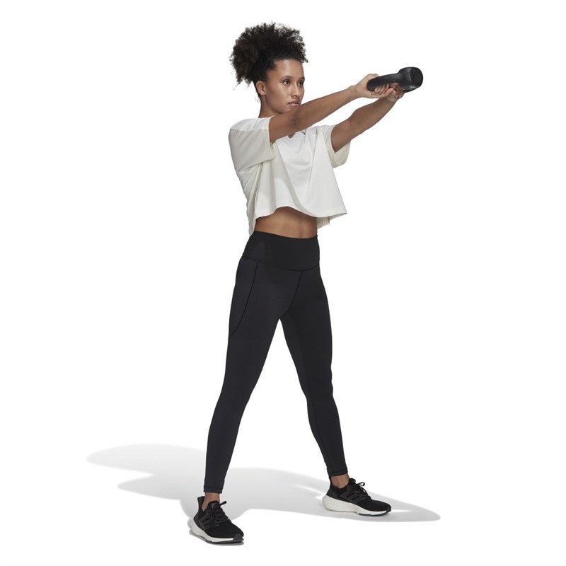 adidas Womens Aeroready Wrap Back Top Off White