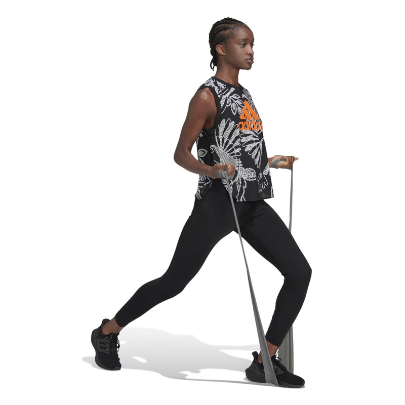 adidas Womens Farm Rio Aeroready Tank Top Black/App Signal Orange