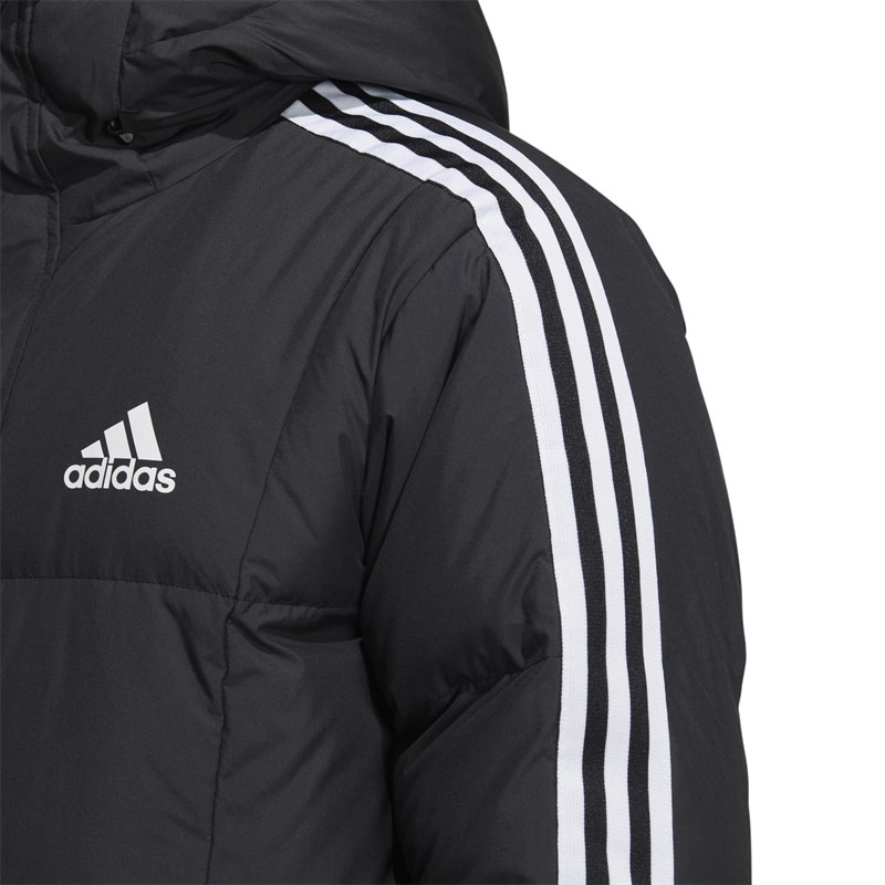 Buy adidas 3-Stripes Down Padded Hooded Long Coat Black