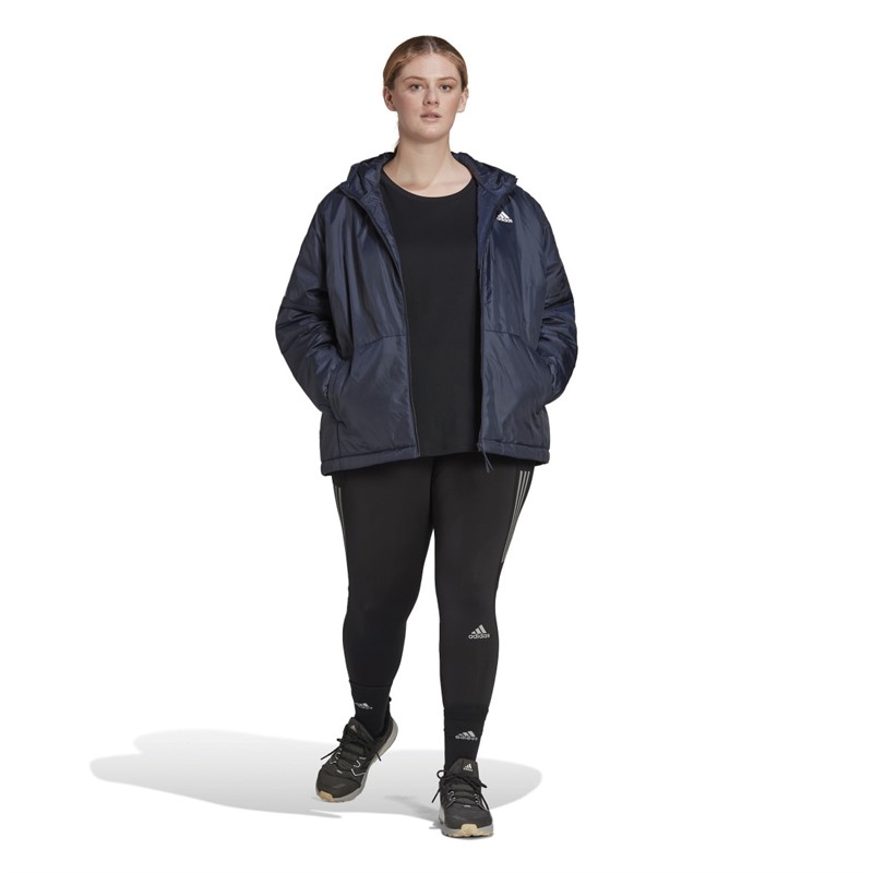 adidas Womens Essentials Insulated Hooded Jacket (Plus Size) Legand Ink