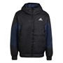 adidas Mens D11 Down Colourblock Padded Hooded Jacket Black/Collegiate Navy