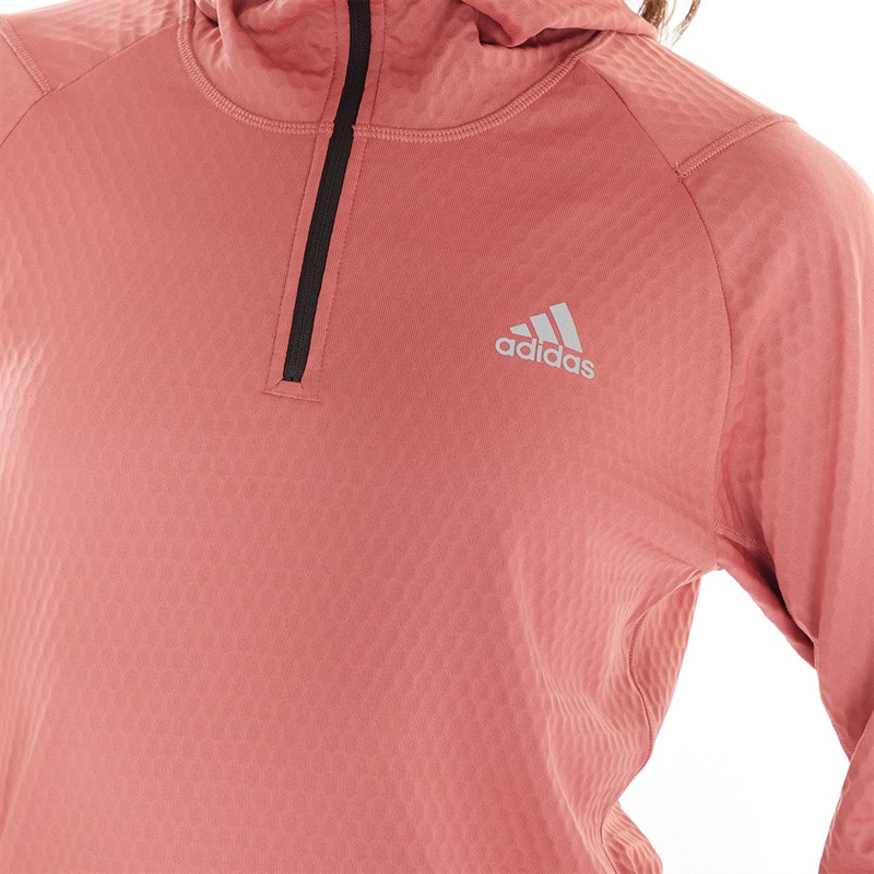 adidas Womens X-City Fleece 1/2 Zip Hoodie Wonder Red