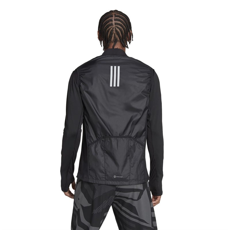 adidas Mens Own The Run Wind.Rdy 360 Reflective Running Gilet Black