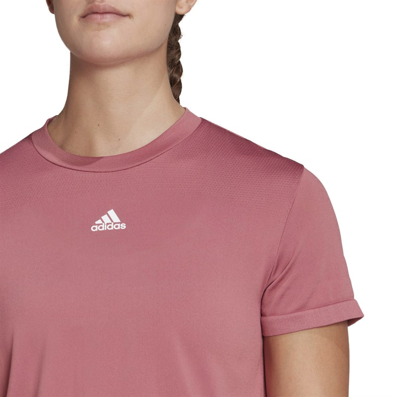 adidas Womens Aeroknit Seamless Top Pink Star/White
