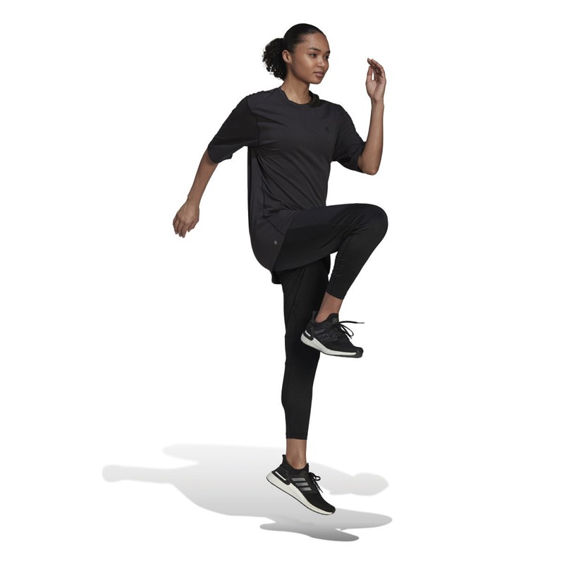 adidas Womens Run Icons 3 Bar Made With Nature Top Black