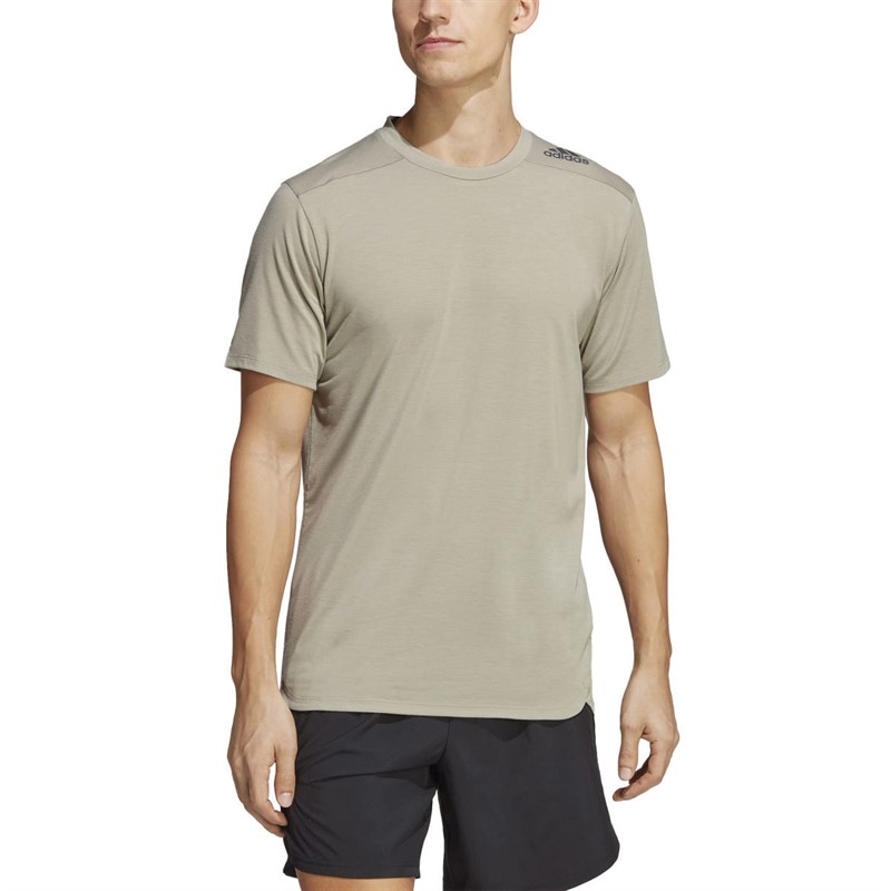 adidas Mens Designed For Training T-Shirt Silver Pebble