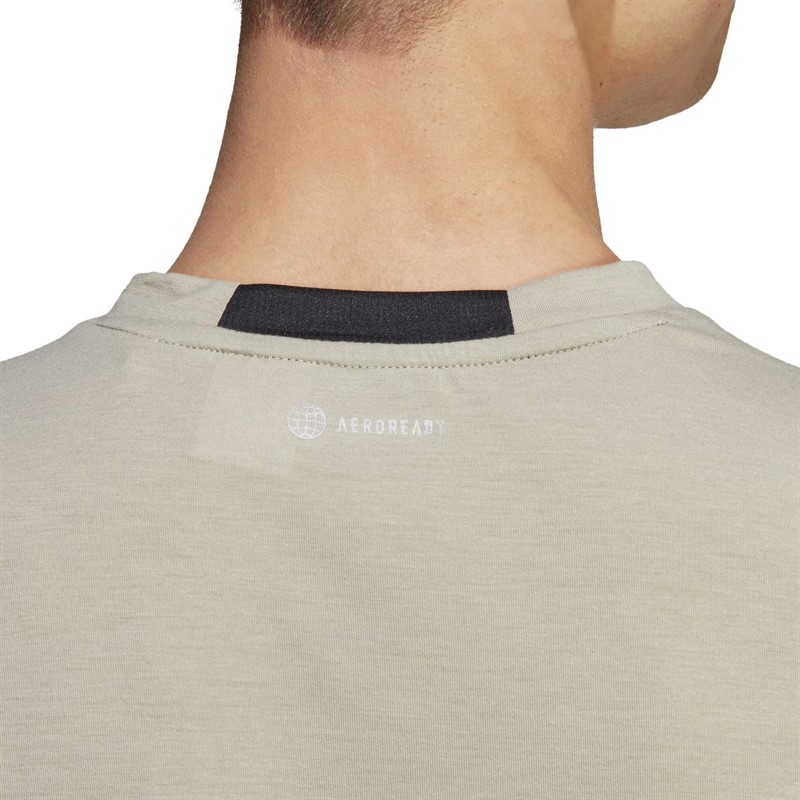 adidas Mens Designed For Training T-Shirt Silver Pebble