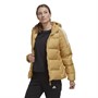 adidas Womens Essentials Midweight Padded Hooded Down Jacket Gold Beige