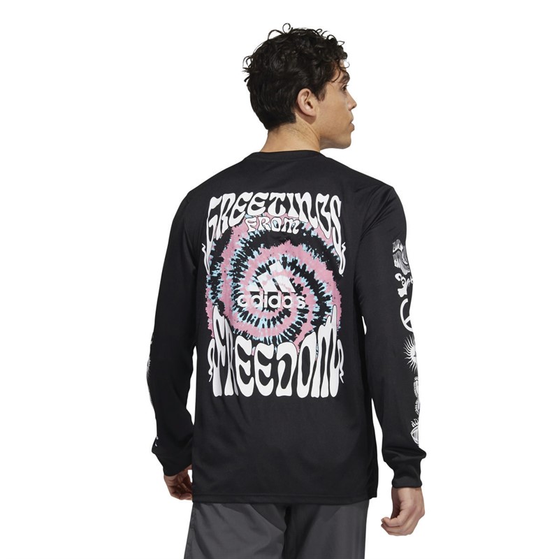adidas Mens Freedom Running Graphic Aeroready Long Sleeve Running Top Black