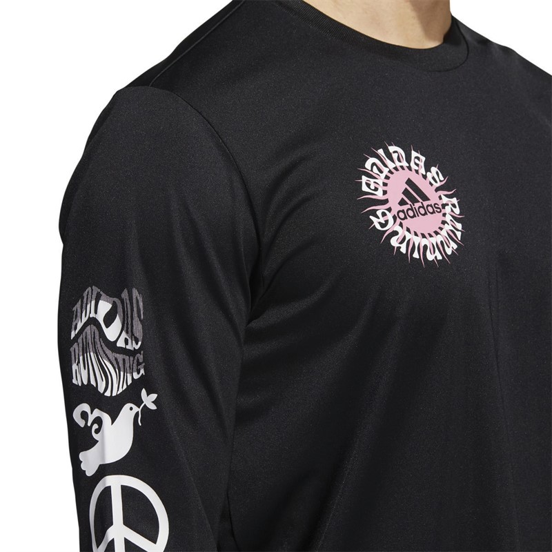 adidas Mens Freedom Running Graphic Aeroready Long Sleeve Running Top Black