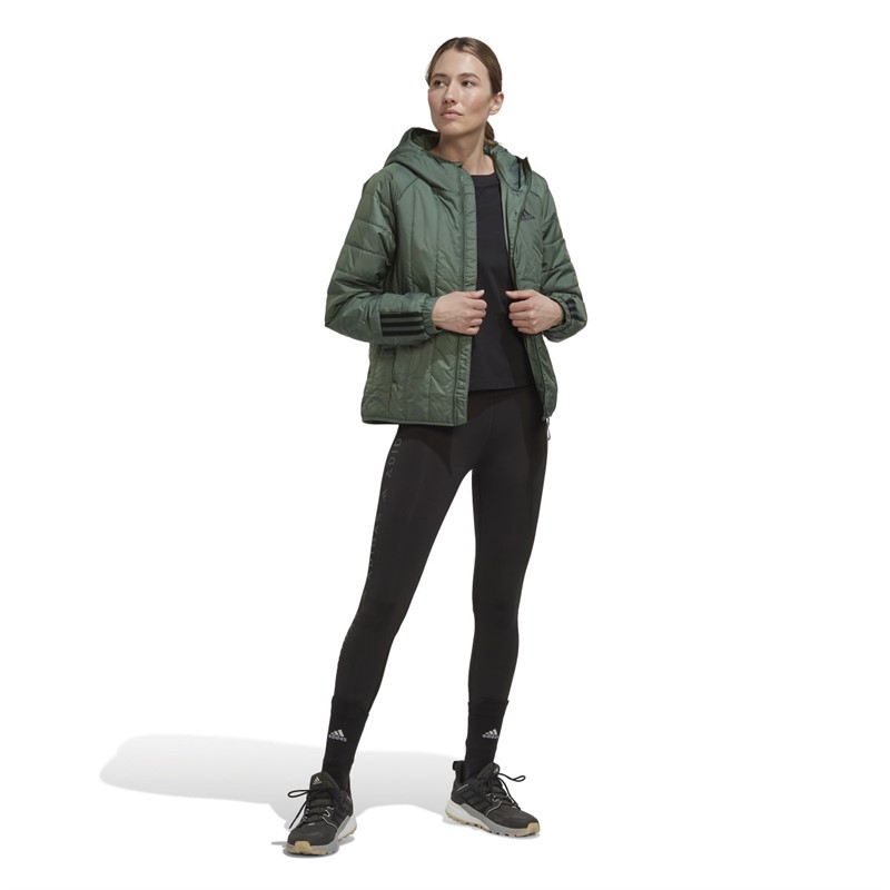 adidas Womens Itavic 3-Stripes Light Hooded Jacket Grey Oxide Melange