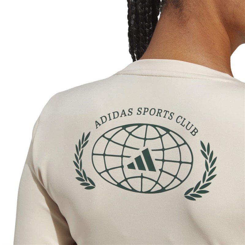 adidas Womens Sports Club Aeroready Cropped Long Sleeve Top Linen