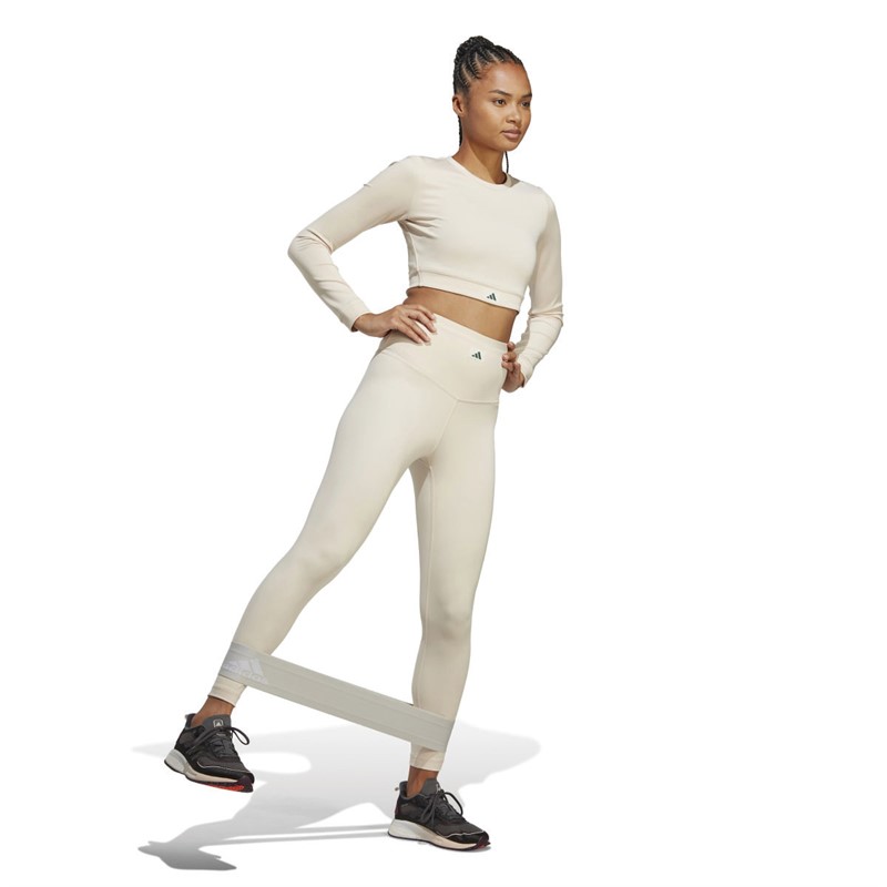 adidas Womens Sports Club Aeroready Cropped Long Sleeve Top Linen