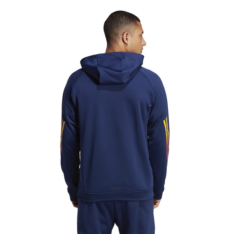 adidas Mens Train Icons 3-Stripes Training Hoodie Dark Blue