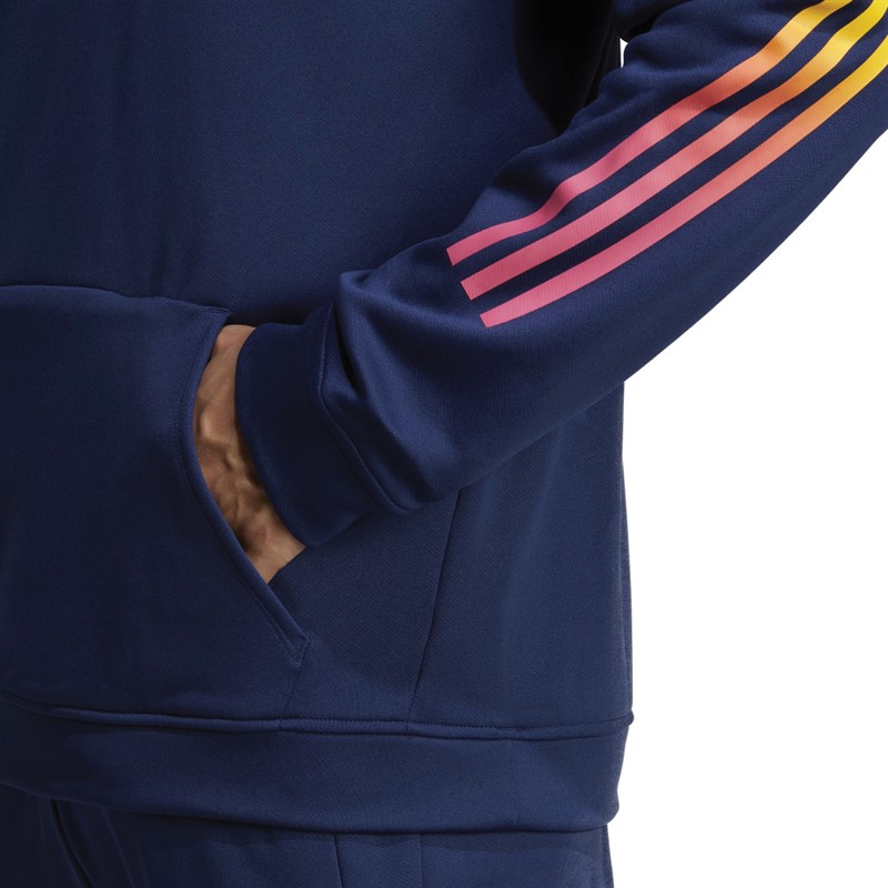 adidas Mens Train Icons 3-Stripes Training Hoodie Dark Blue