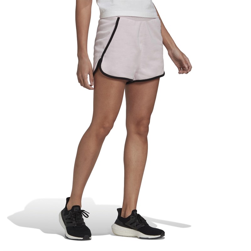 adidas Womens French Terry High Rise Shorts Almost Pink