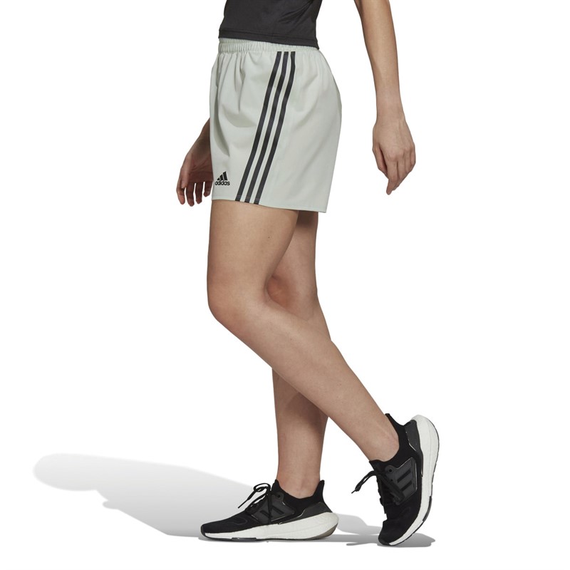 adidas Womens Trainicons Aeroready 3-Stripes Woven Shorts Linen Green