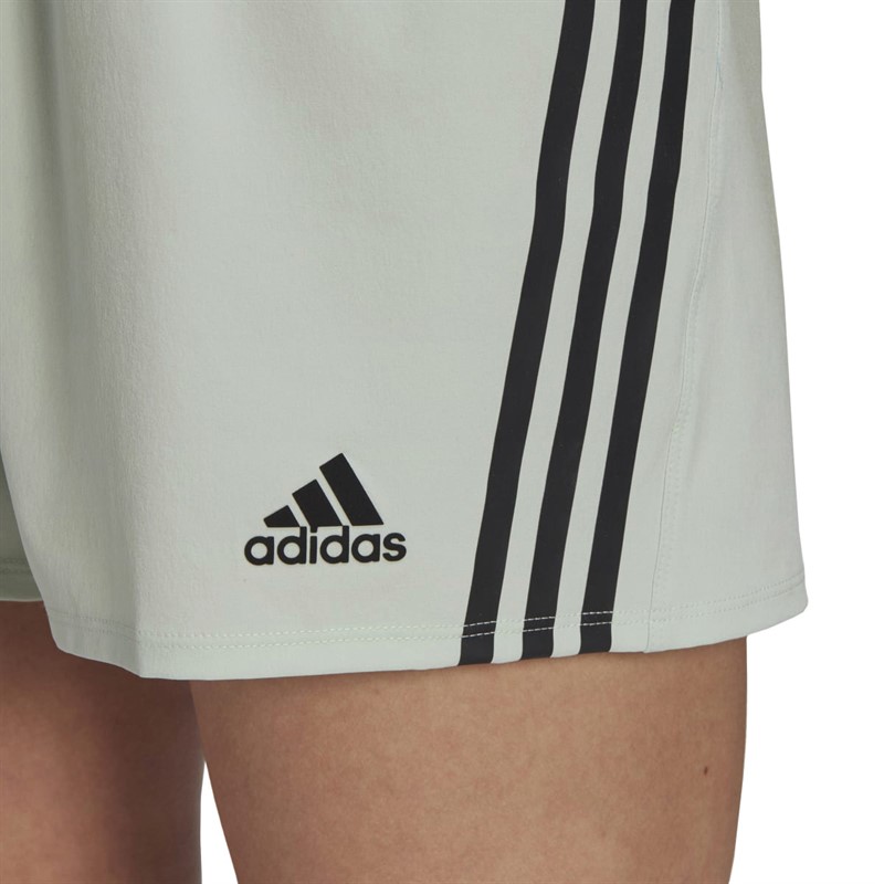 adidas Womens Trainicons Aeroready 3-Stripes Woven Shorts Linen Green