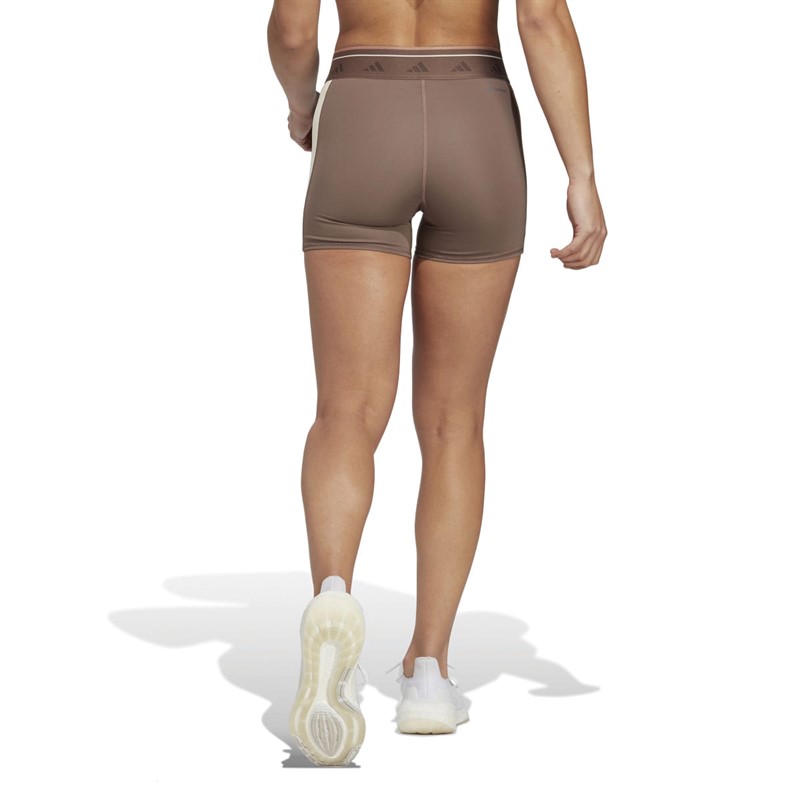 adidas Womens Techfit Aeroready Colorblock Tight Shorts Earth Strata
