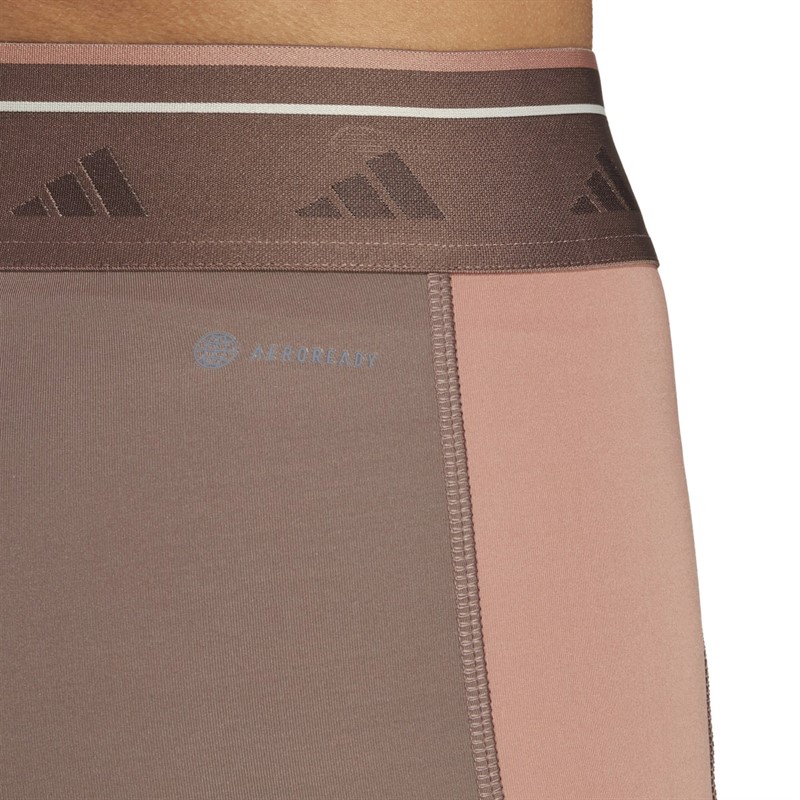 adidas Womens Techfit Aeroready Colorblock Tight Shorts Earth Strata