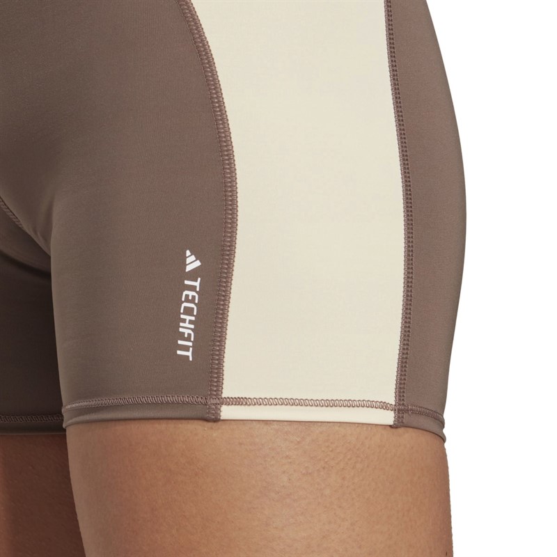 adidas Womens Techfit Aeroready Colorblock Tight Shorts Earth Strata