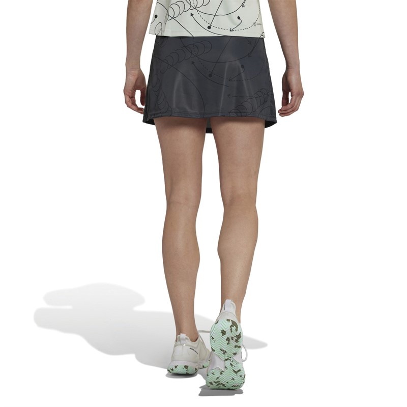 adidas Womens Club Aeroready Graphic Tennis Skirt Carbon