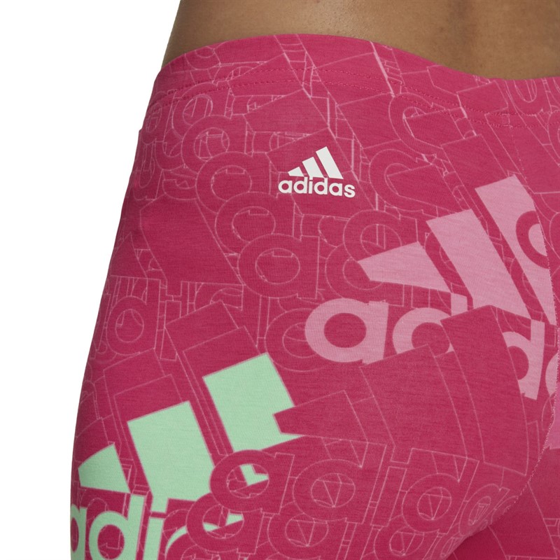 adidas Womens Essentials Multi-Colored Logo Leggings Team Real Magenta/Multicolor/White