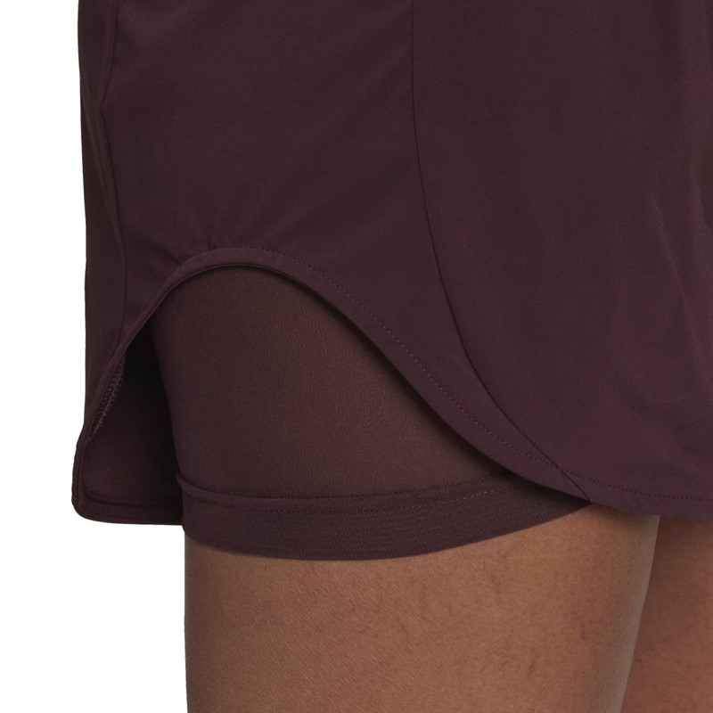 adidas Womens Hiit 45 Seconds Aeroready 2 In 1 Shorts Shadow Maroon/Carbon